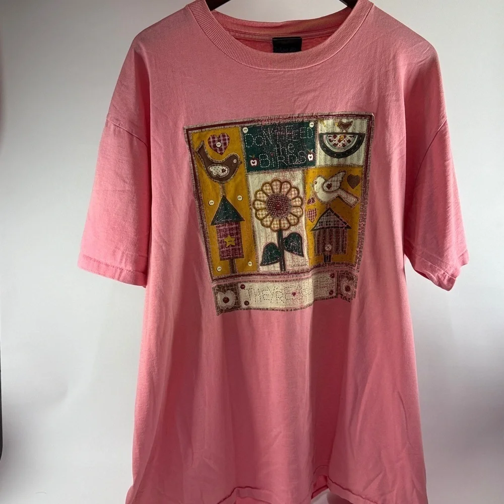 Vintage “Don’t feed the birds” Graphic T-Shirt 90’s - Picture 1 of 6